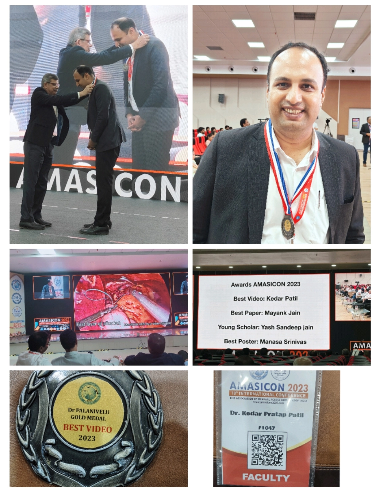 Dr. Kedar Patil receiving the Best Video award at AMASICON 2023